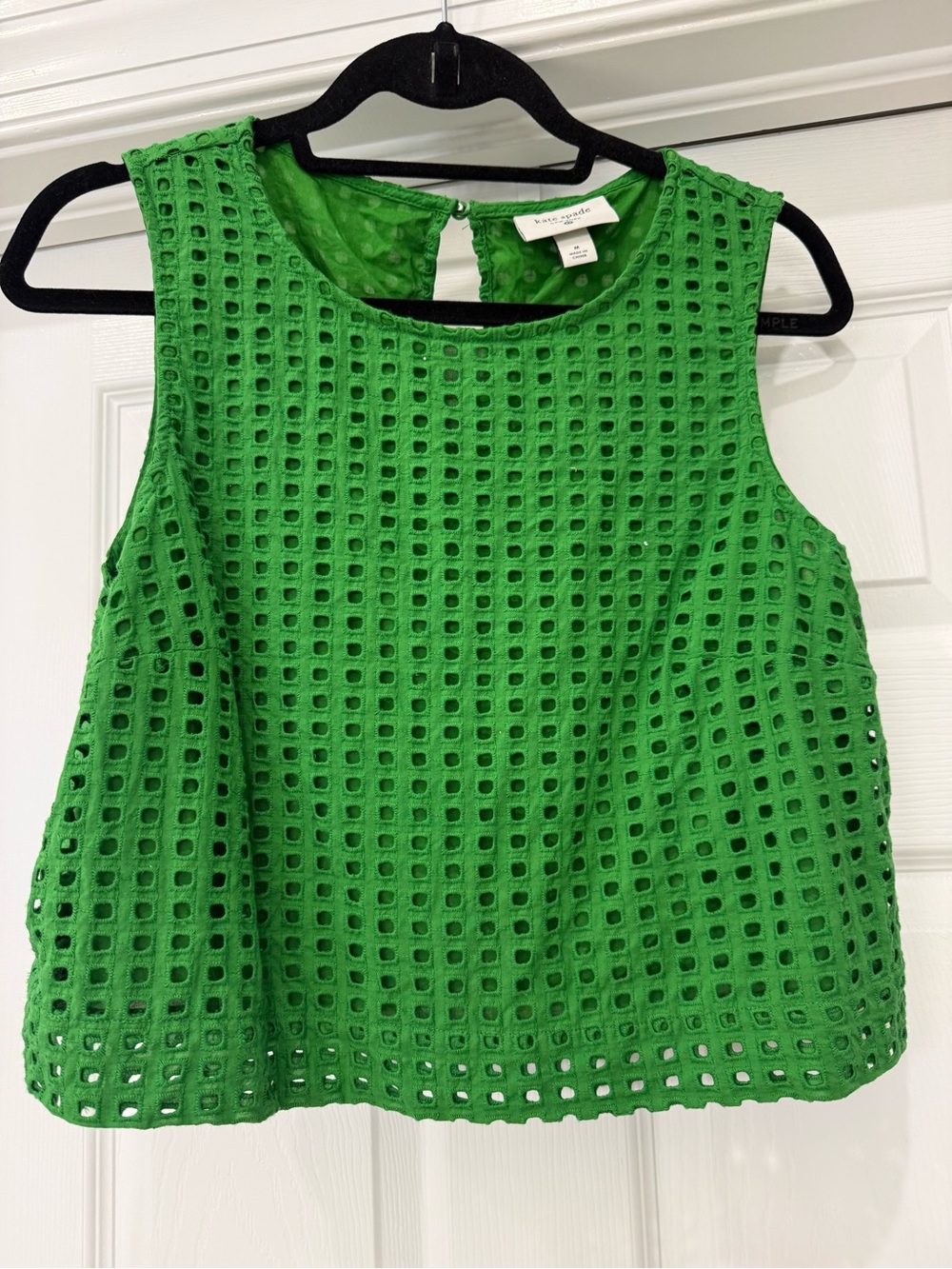 kate spade Bright Green Eyelet Square-Pattern Sleeveless Top and matching skirt